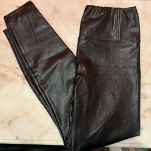love, Fire Black Faux Leather Leggings
